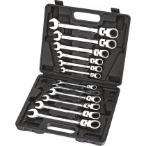Clés mixtes articulées à cliquet de 8 à 19mm - mallette de 12 pcs