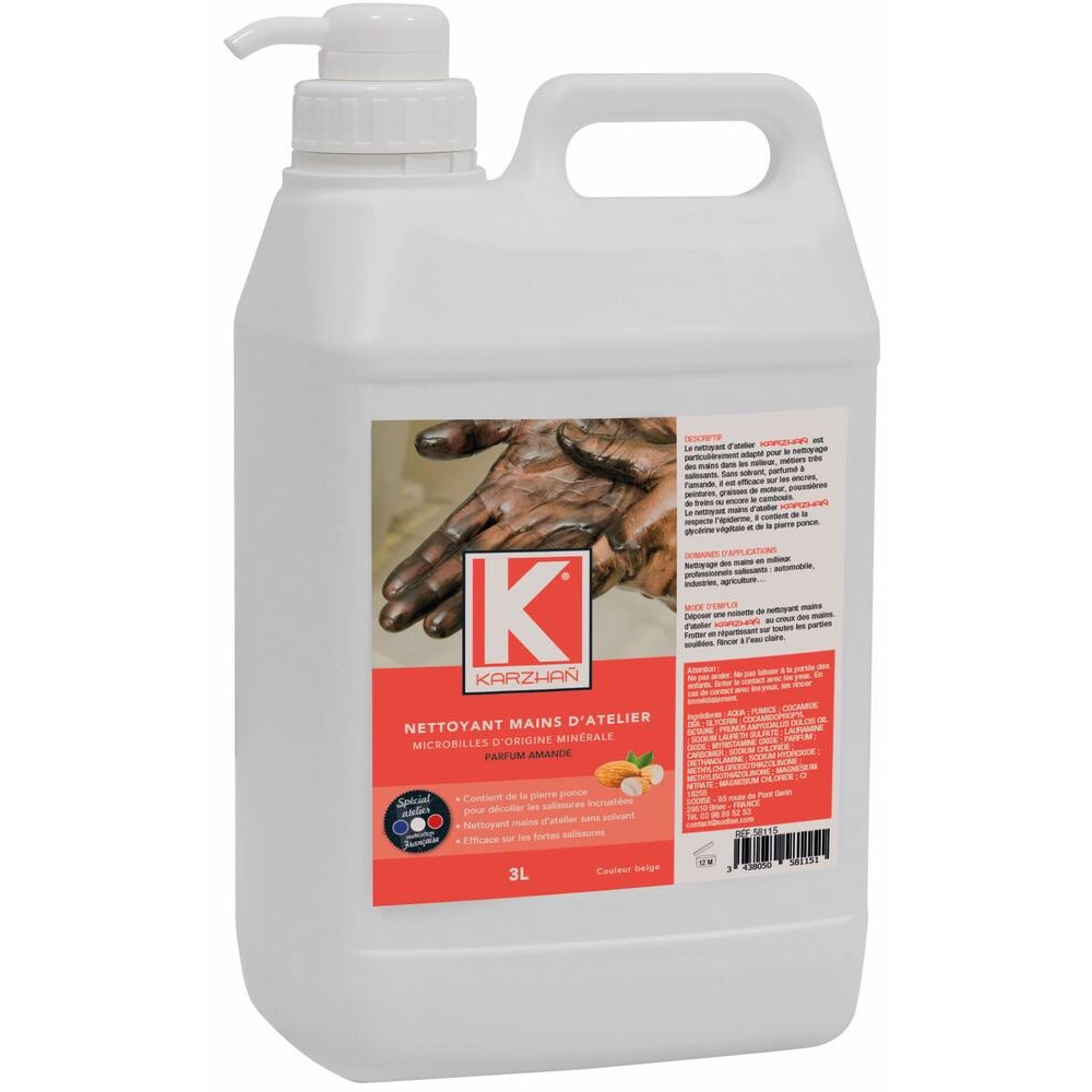 Nettoyant mains d'atelier - amande - Bidon de 3L Nettoyant mains d'atelier - amande - Bidon de 3L