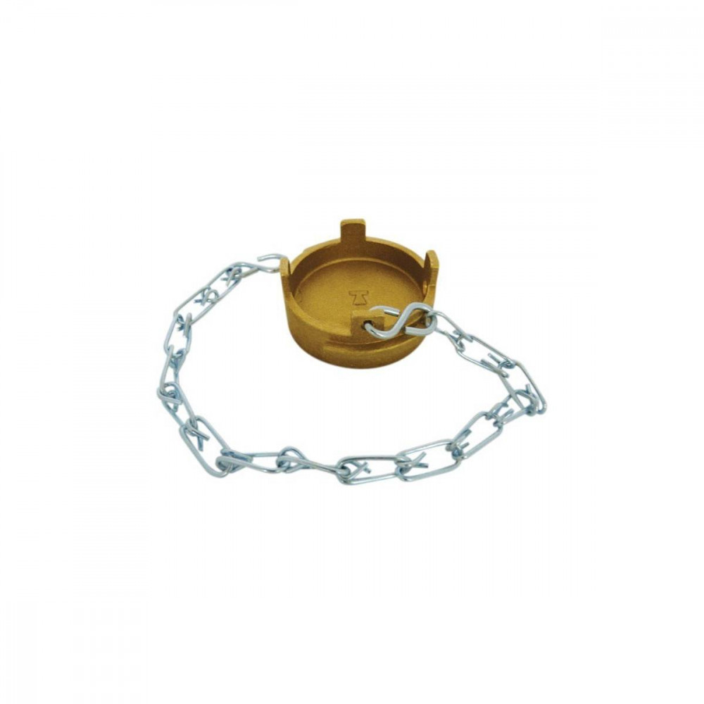 Bouchon plate type irrigation cadenassable avec chainette - Alliage cuivreux