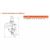 Soupape a siphon alu droite avec vidange ø60