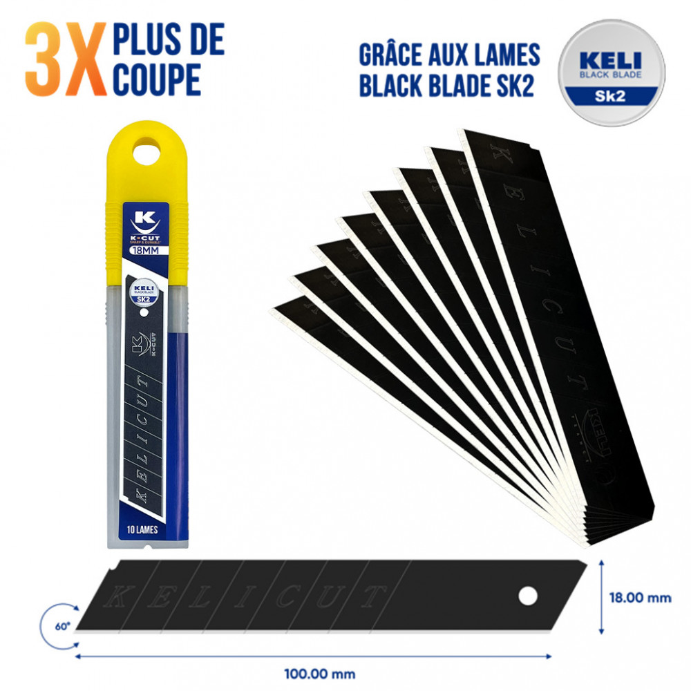 ÉTUI 10 LAMES BLACK BLADE SK2 18MM ÉTUI 10 LAMES BLACK BLADE SK2 18MM