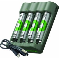 Chargeur USB Ni-Mh avec 4 piles rechargeables