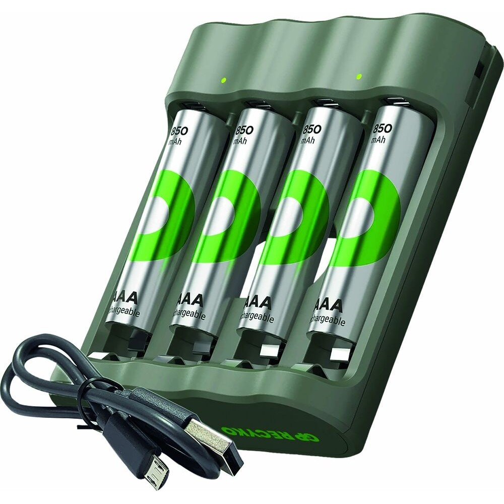 Chargeur USB Ni-Mh avec 4 piles rechargeables