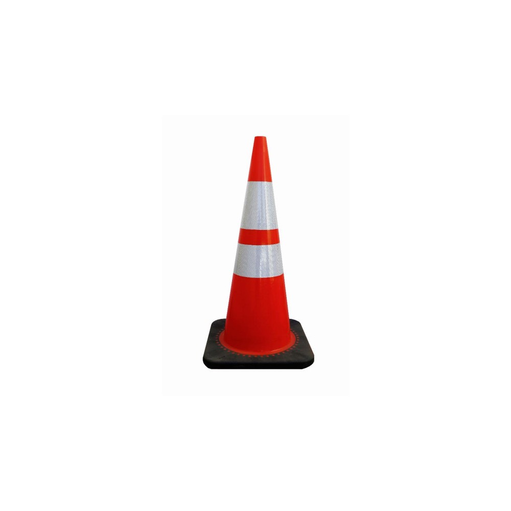 Cône PVC 75 cm base caoutchouc