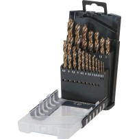 Coffret PVC de 19 forets métaux HSS 5% cobalt taillés meulés de 1 à 10mm
