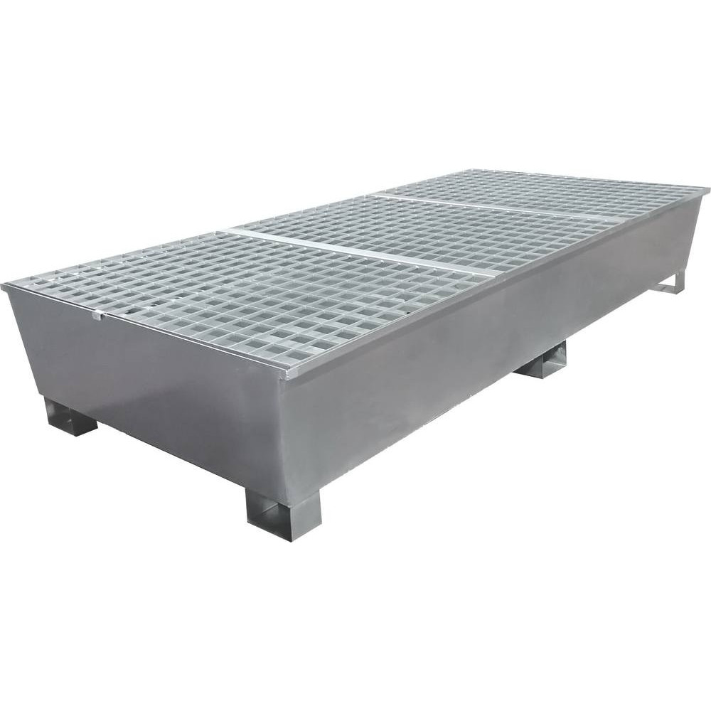 Bac de rétention 1000L avec caillebotis 100% acier - format XXL pour 2 IBC Bac de rétention 1000L avec caillebotis 100% acier - format XXL pour 2 IBC