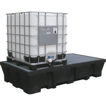 Bac de rétention 1000L PE avec caillebotis acier - format XXL pour 2 IBC