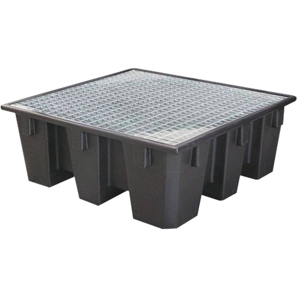 Bac de rétention 450L PE avec caillebotis acier pour 4 fûts Bac de rétention 450L PE avec caillebotis acier pour 4 fûts