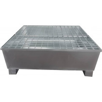 Bac de rétention 440L avec caillebotis 100% acier pour 4 fûts