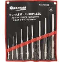 Chasse-goupilles 2-3-4-5-6-8-10-12-14mm de 110 à 248mm - 9 pcs