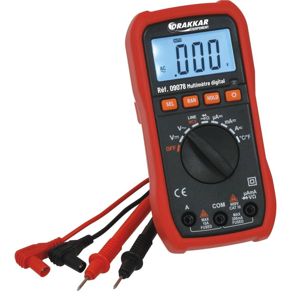 Multimètre digital Cat III 600V avec sonde Multimètre digital Cat III 600V avec sonde