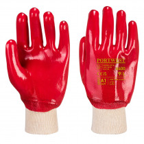 Gant PVC Poignet Tricot Rouge