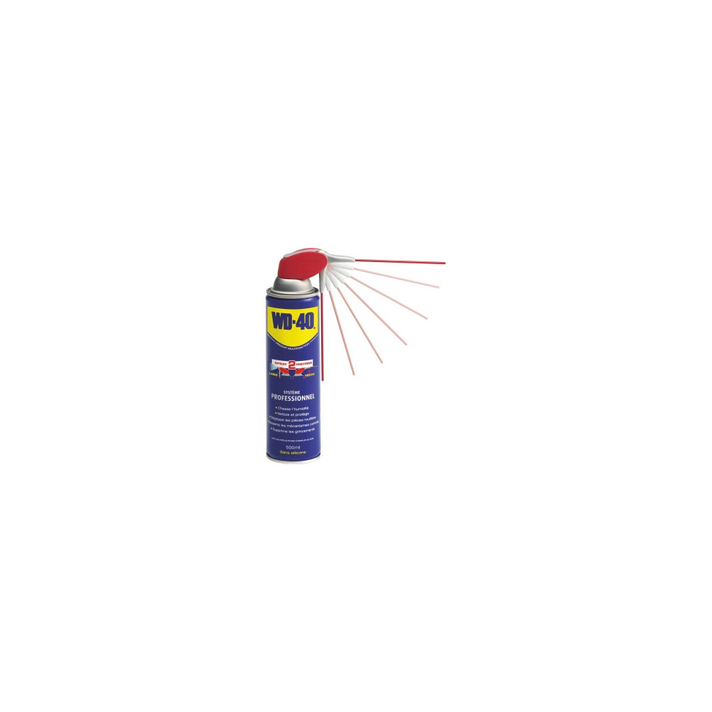 Dégrippant WD40 multifonctions avec tête 2 jets - aérosol 500ml Dégrippant WD40 multifonctions avec tête 2 jets - aérosol 500ml